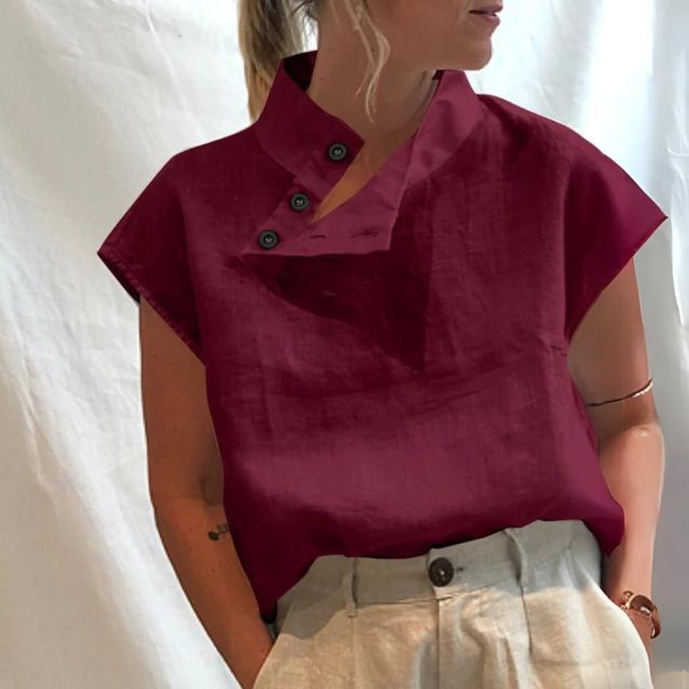 Top Collo Alto Donna | Lino Misto | Leggero ed Elegante