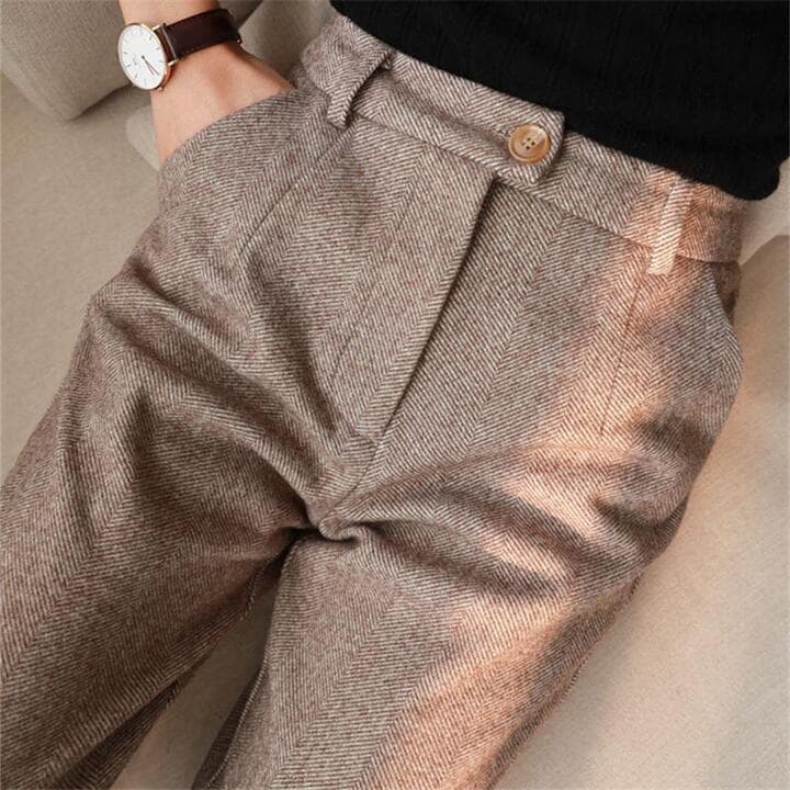 Pantaloni a Spina di Pesce Eleganti