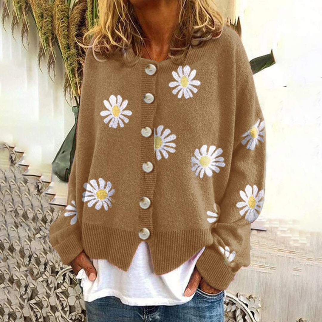 Cardigan con Margherite | Misto Cotone | Morbido e Primaverile