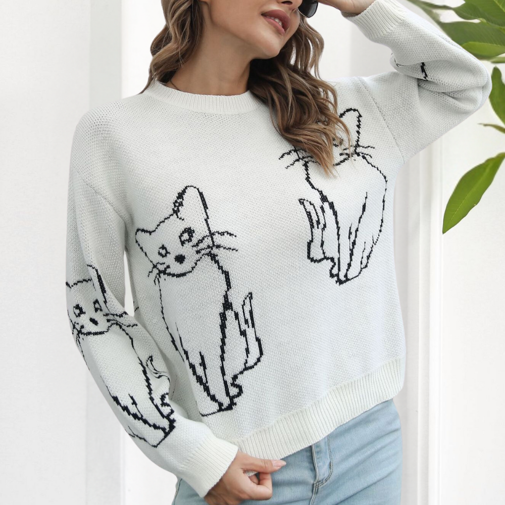 Maglione con Gatti | Lavorato a Maglia | Morbido e Originale