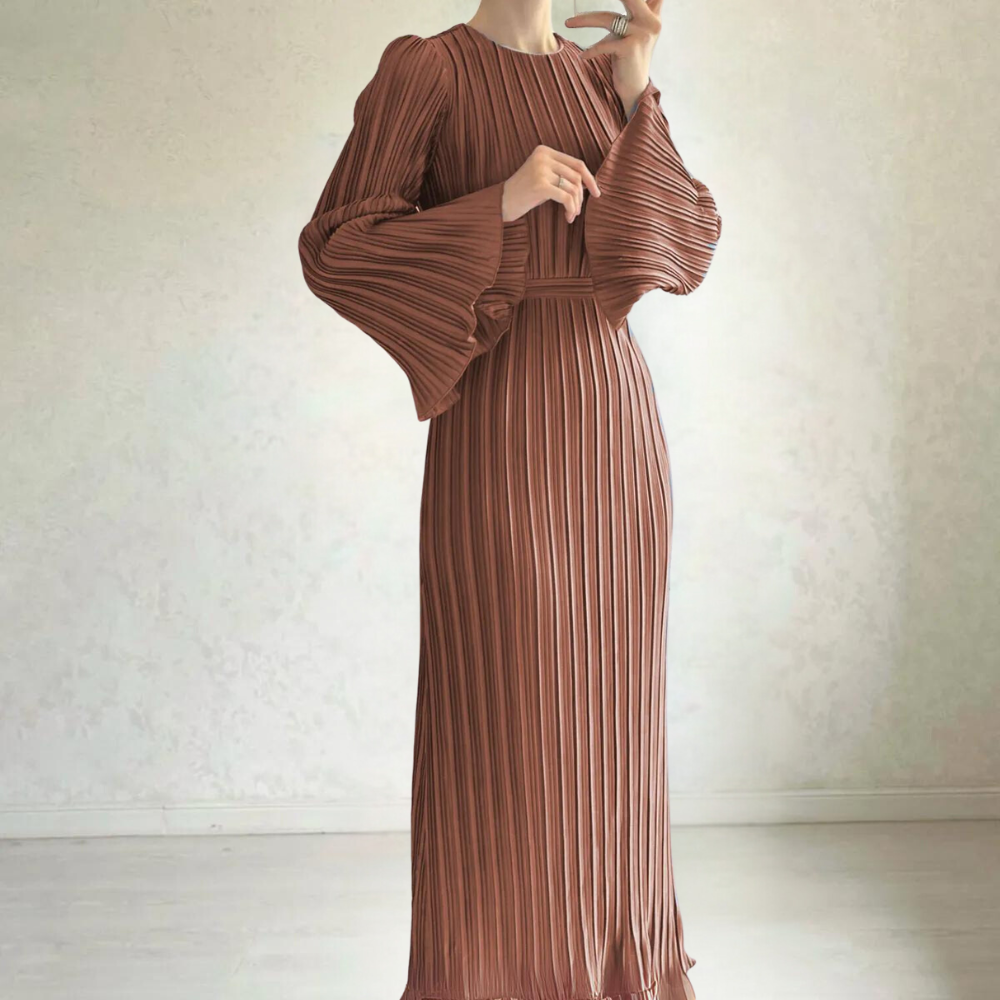 Abito Lungo in Maglia | Maniche Svasate | Elegante & Sofisticato