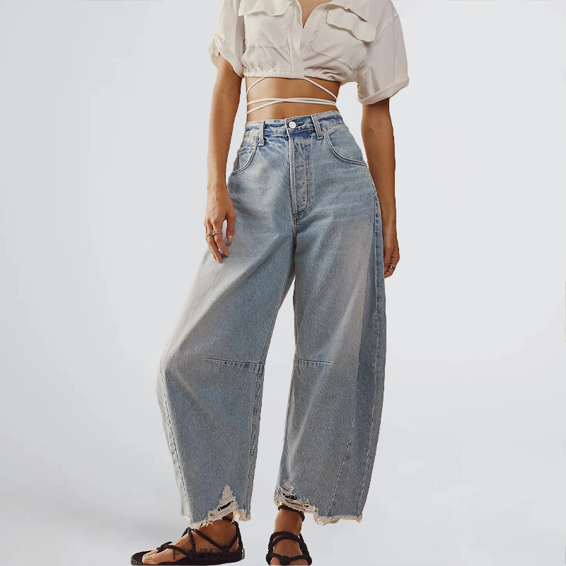 Jeans a Gamba Larga | Vita Alta | Stile Casual e Streetwear