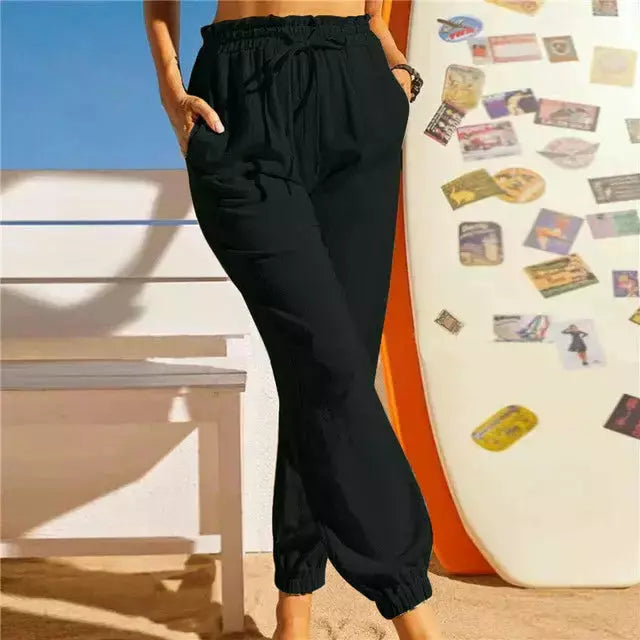 Pantaloni Jogger in Lino | Vita Alta | Stile Casual e Rilassato