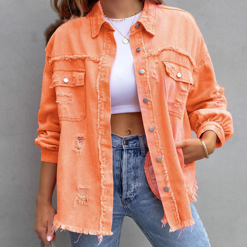 Giacca Denim Oversize con Strappi | Cotone | Casual e Streetwear