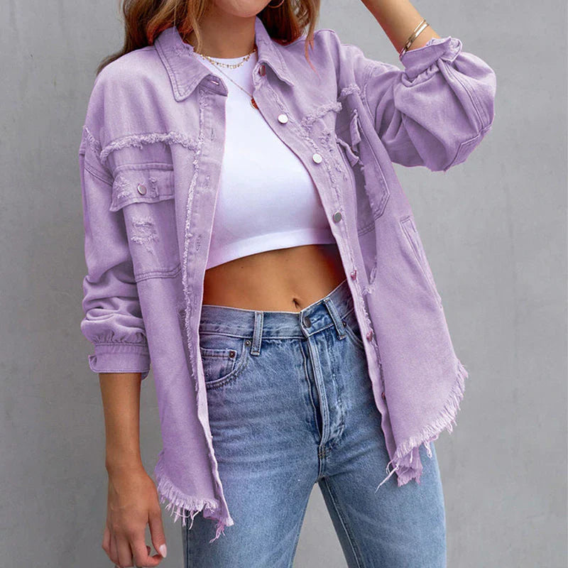 Giacca Denim Oversize con Strappi | Cotone | Casual e Streetwear