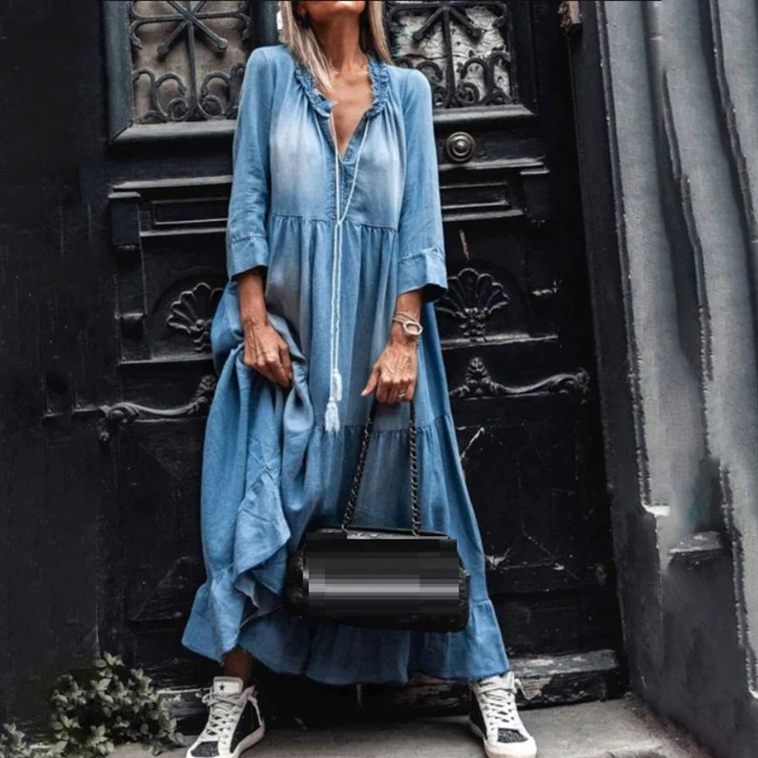 Maxi Dress Denim | Boho Chic | Comodo e Versatile