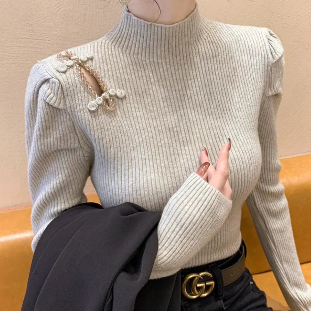 Maglione Donna | Collo Alto con Dettagli | Elegante e Morbido