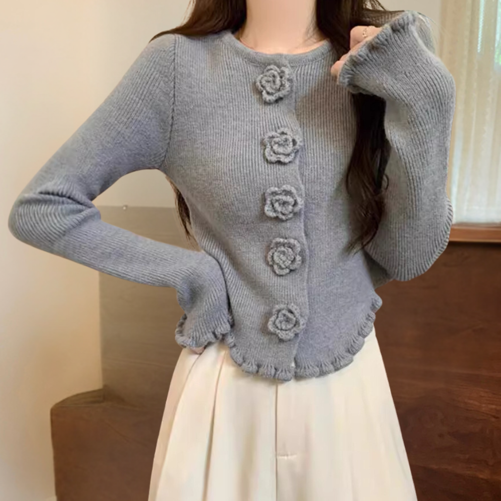 Cardigan con Dettagli Floreali | Morbido e Romantico