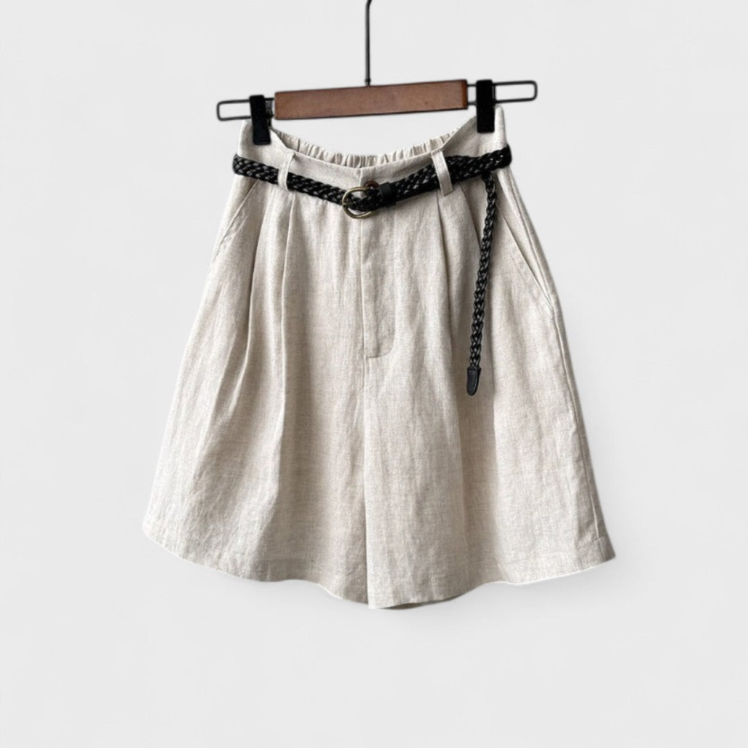 Shorts in Lino con Cintura