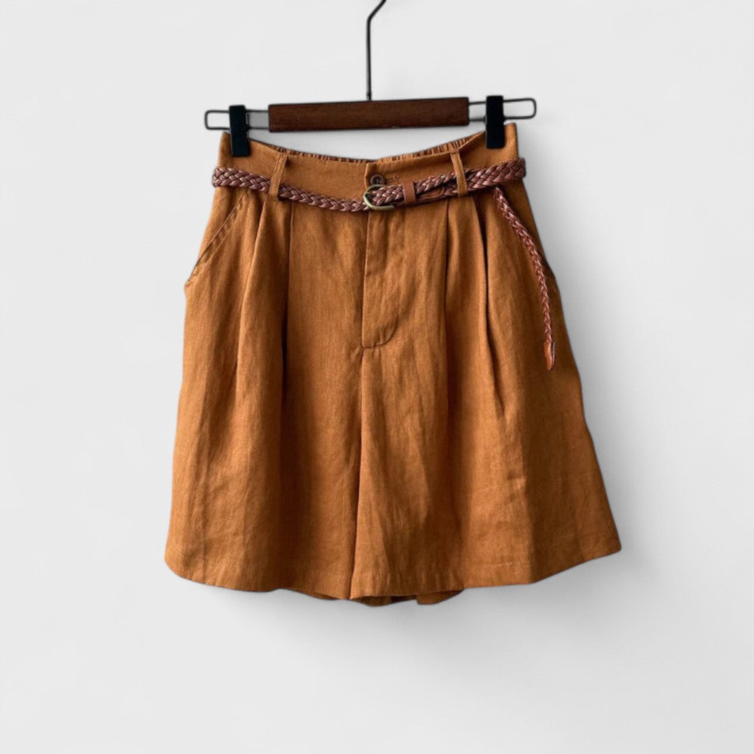 Shorts in Lino con Cintura
