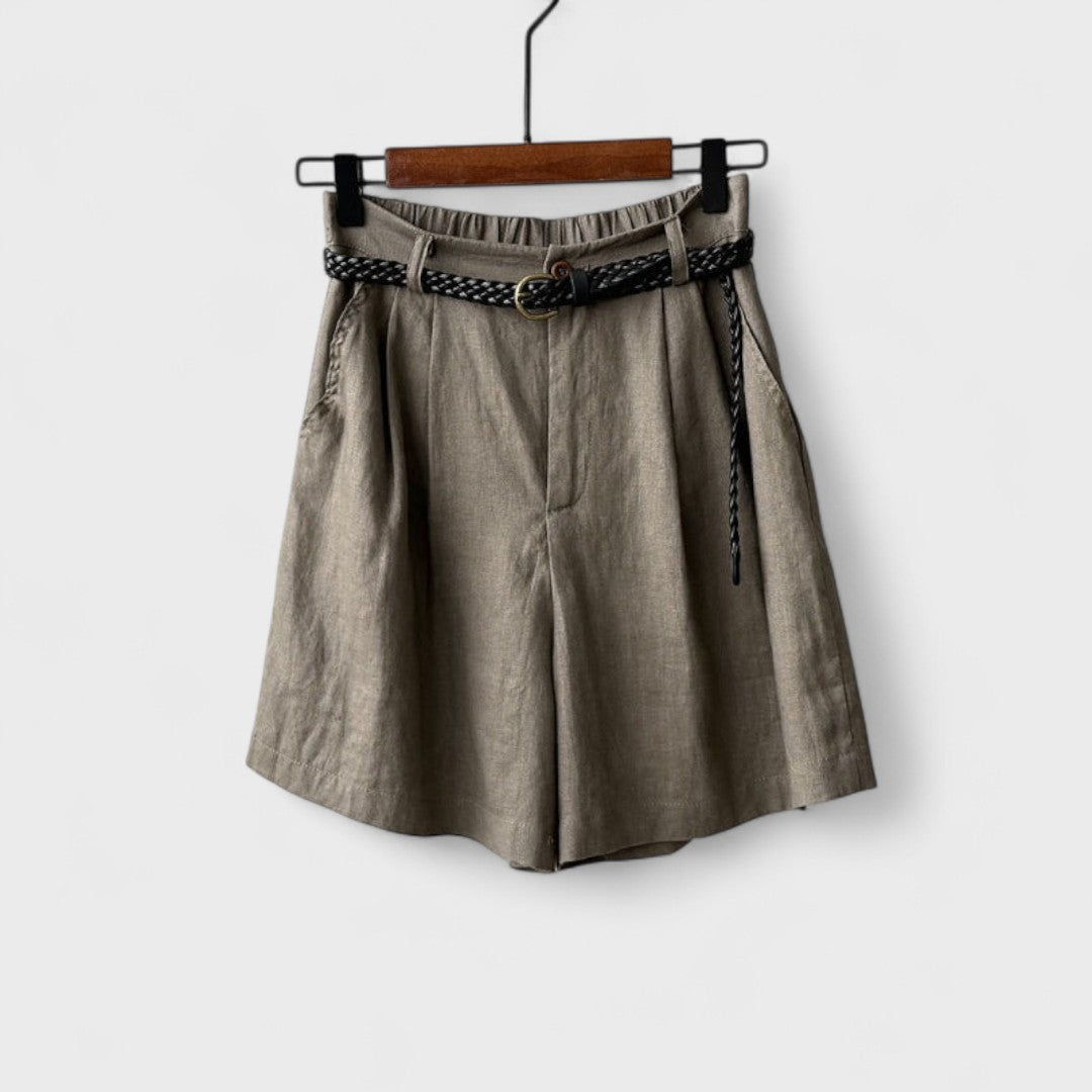 Shorts in Lino con Cintura
