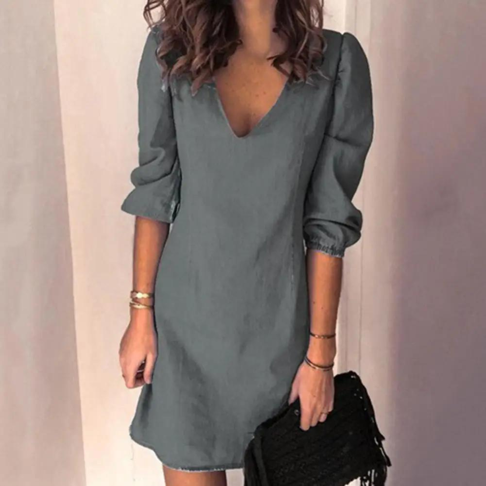 Mini Abito Casual | Cotone | Maniche a Sbuffo Eleganti