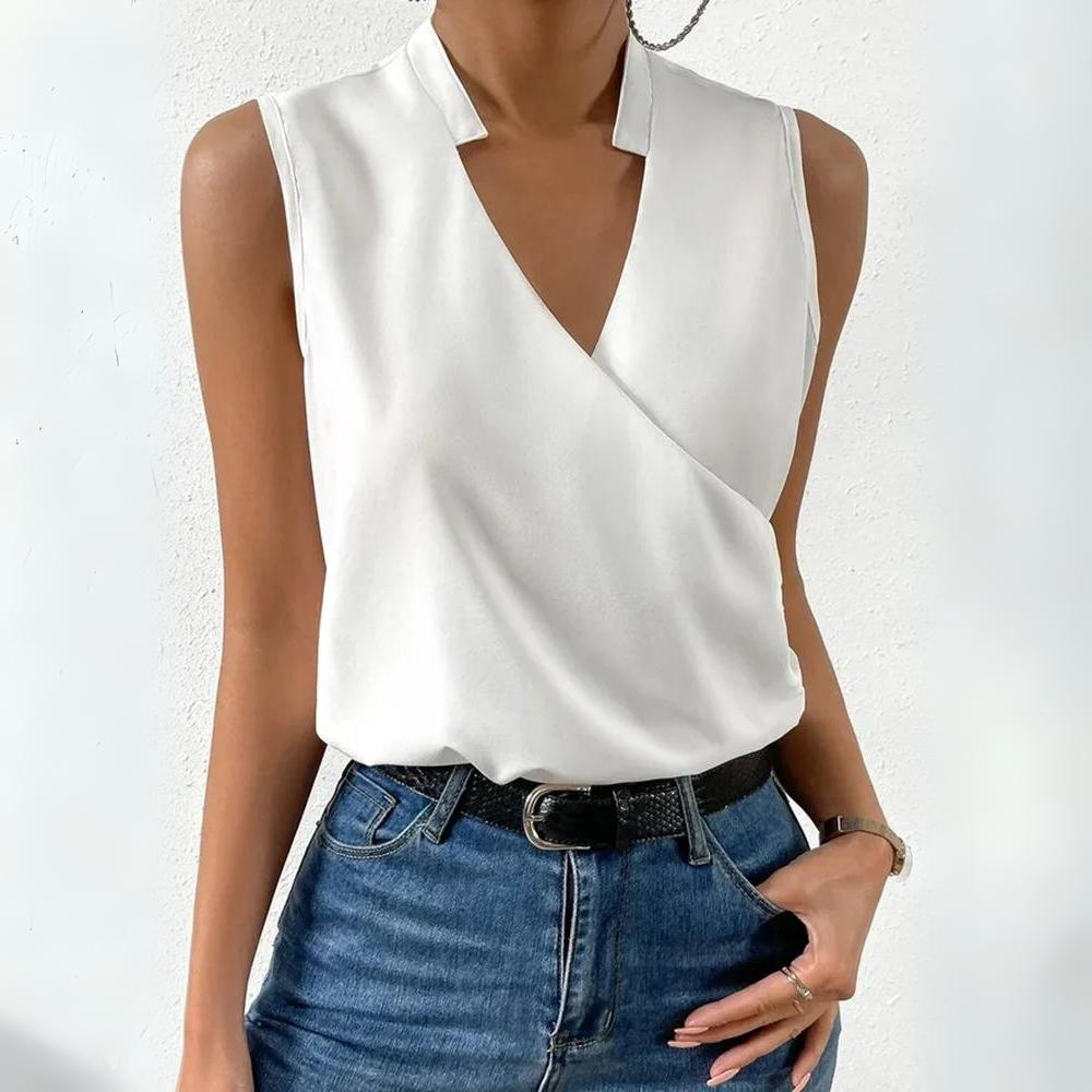 Top Incrociato Senza Maniche | Scollo a V | Elegante e Versatile