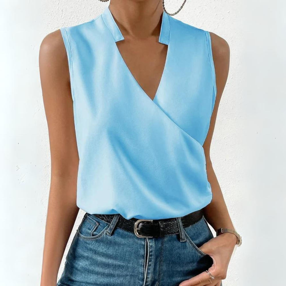 Top Incrociato Senza Maniche | Scollo a V | Elegante e Versatile