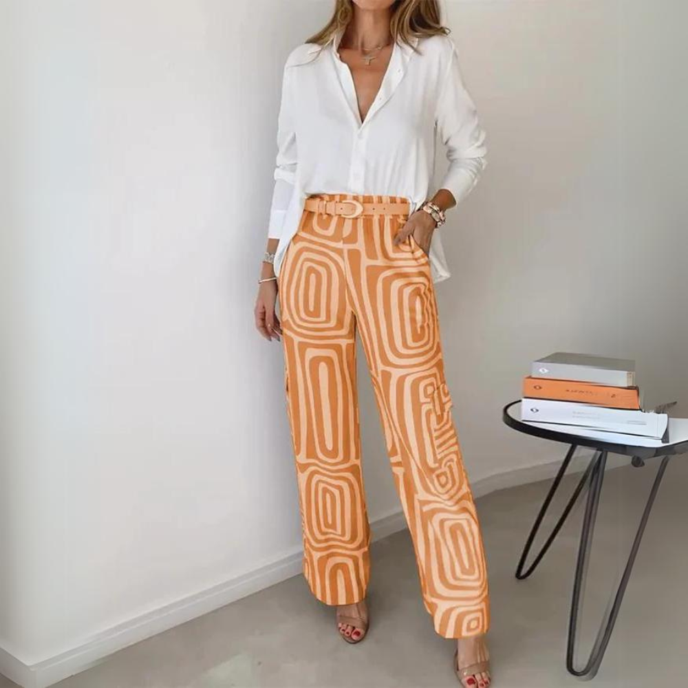 Pantaloni Geometrici | Vita Alta | Leggeri e Moderni