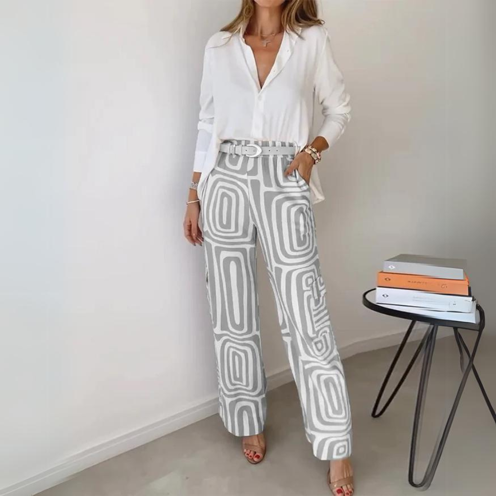 Pantaloni Geometrici | Vita Alta | Leggeri e Moderni