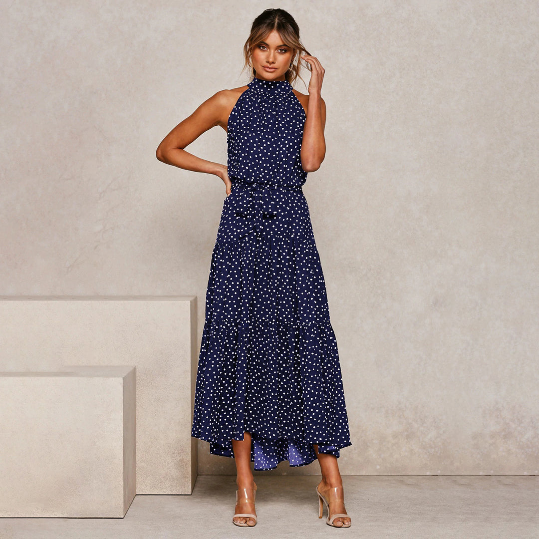 Abito Midi Senza Maniche con Pois | Tessuto Leggero | Elegante e Giocoso