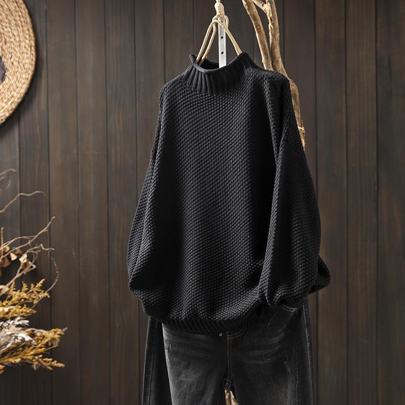 Maglione a grana grossa con collo alto