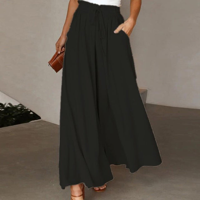 Pantaloni palazzo in cotone e lino