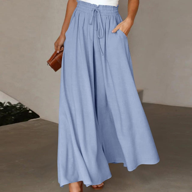 Pantaloni palazzo in cotone e lino