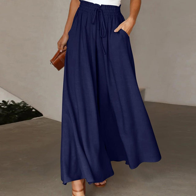 Pantaloni palazzo in cotone e lino