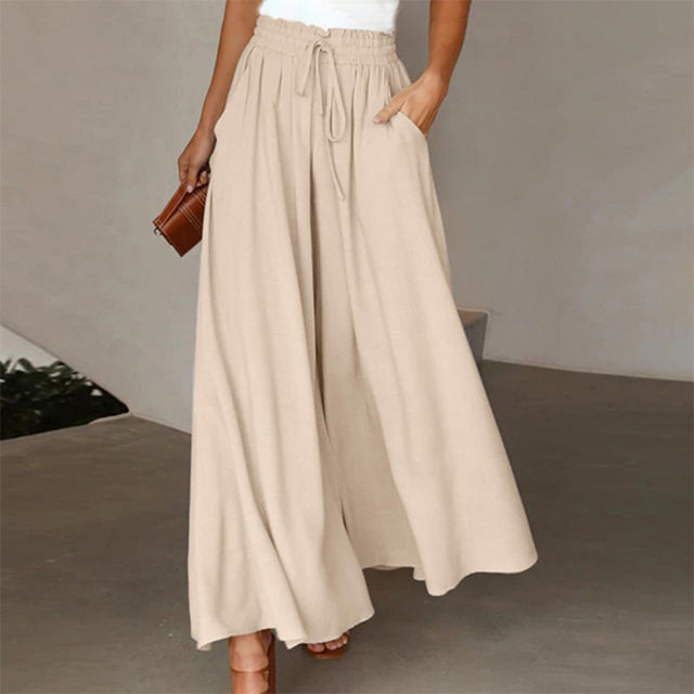 Pantaloni palazzo in cotone e lino