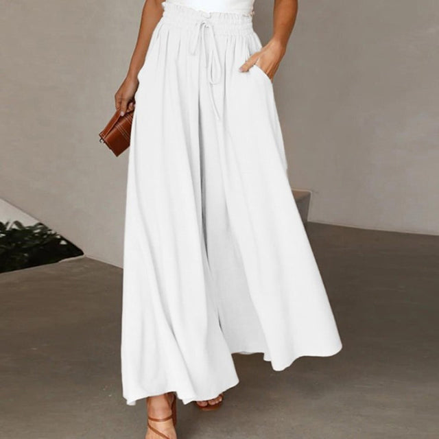 Pantaloni palazzo in cotone e lino