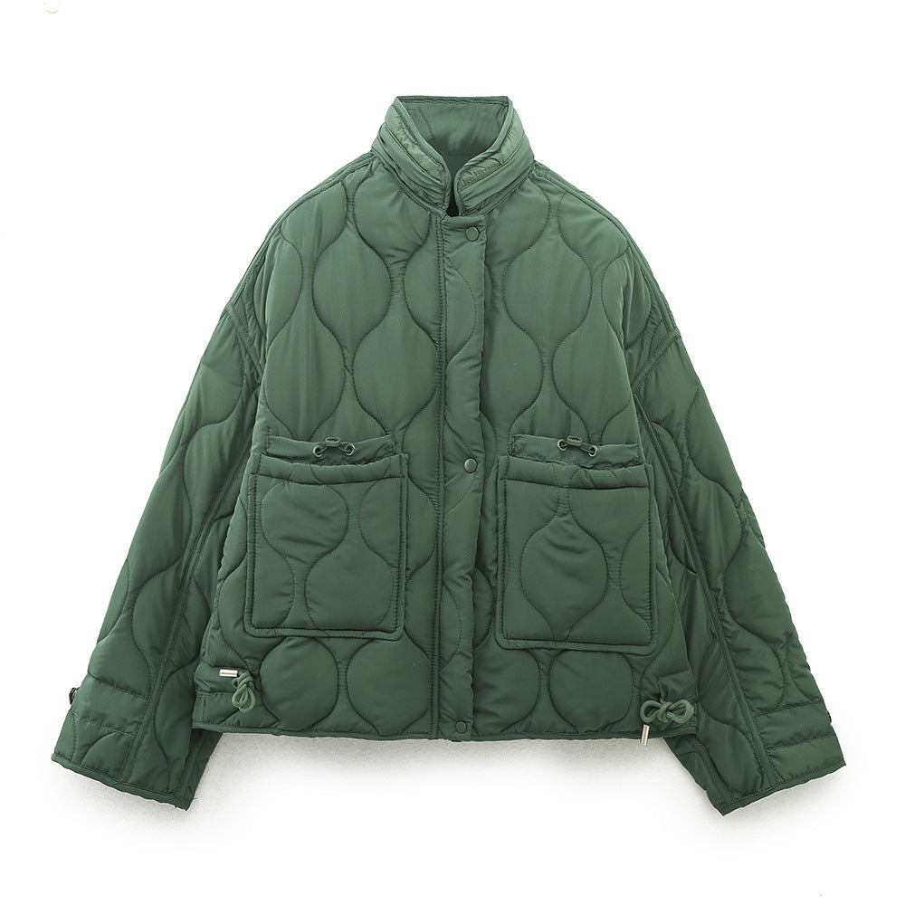 Giacca da Donna | Design Trapuntato in Verde Scuro | Perfetta per Look Eleganti e Caldi Invernali