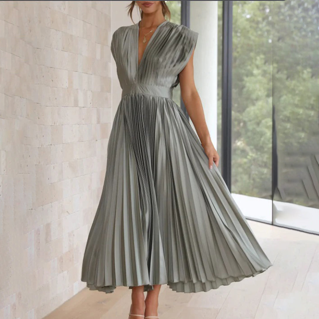 Abito Lungo Plissettato | Satinato | Elegante da Cerimonia