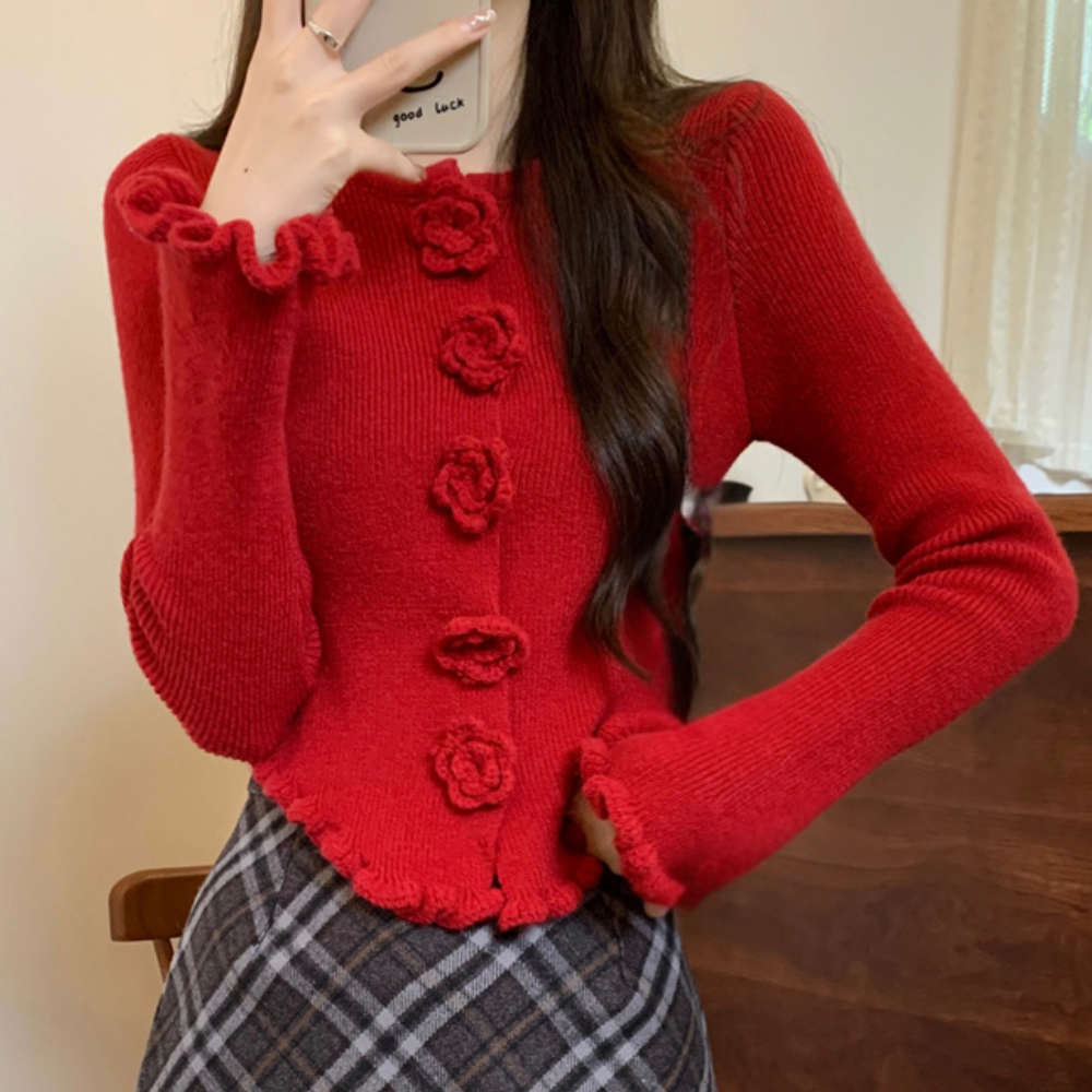 Cardigan con Dettagli Floreali | Morbido e Romantico