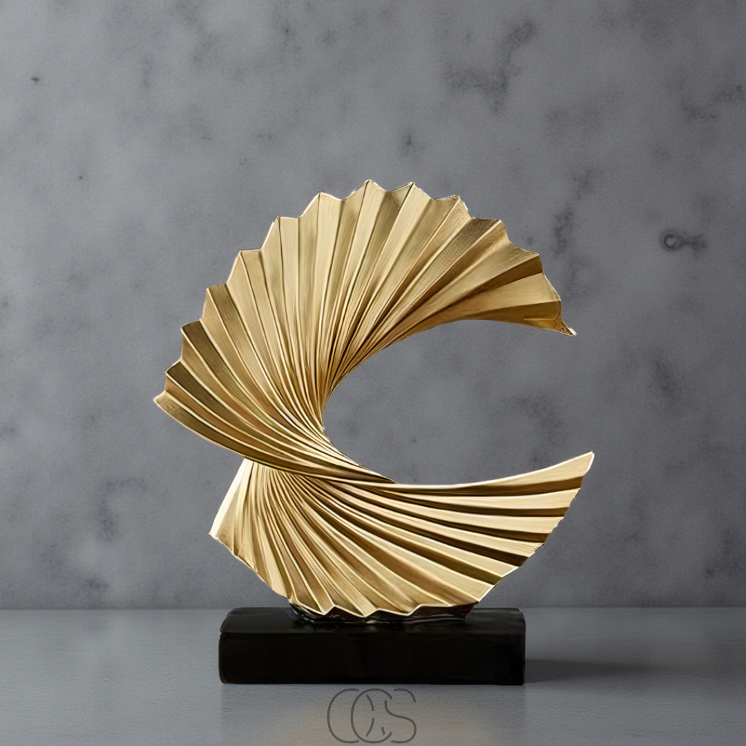 Scultura Decorativa Astratta Dorata