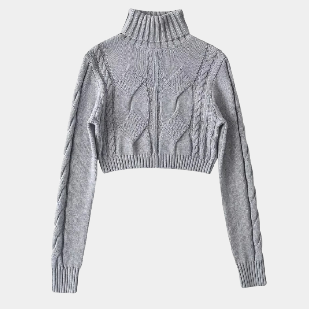 Maglione Cropped a Collo Alto | Lavorato a Treccia | Elegante e Trendy