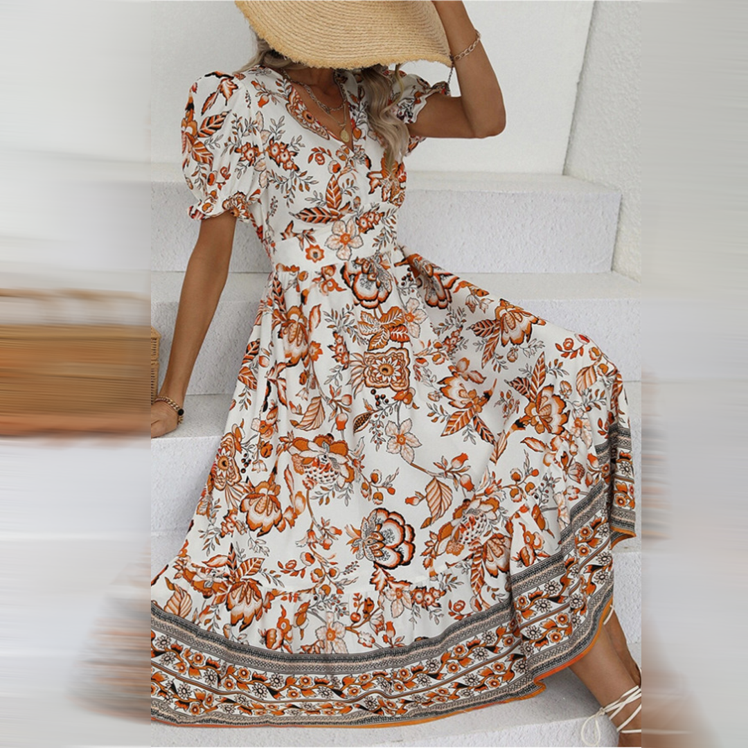 Abito Lungo Boho con Stampa Floreale | Romantico | Fresco & Femminile