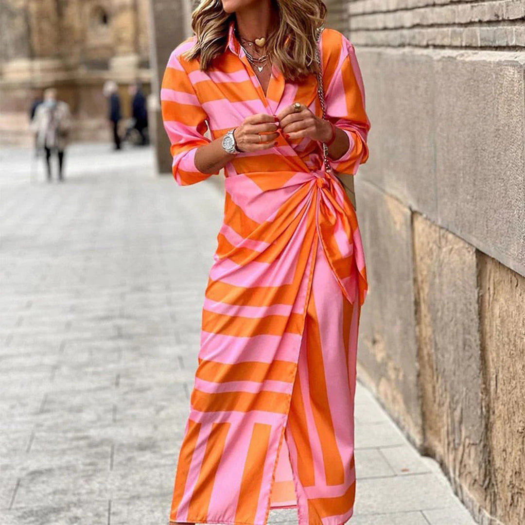 Maxi Abito a Righe | Elegante & Raffinato | Perfetto per Serate Glamour