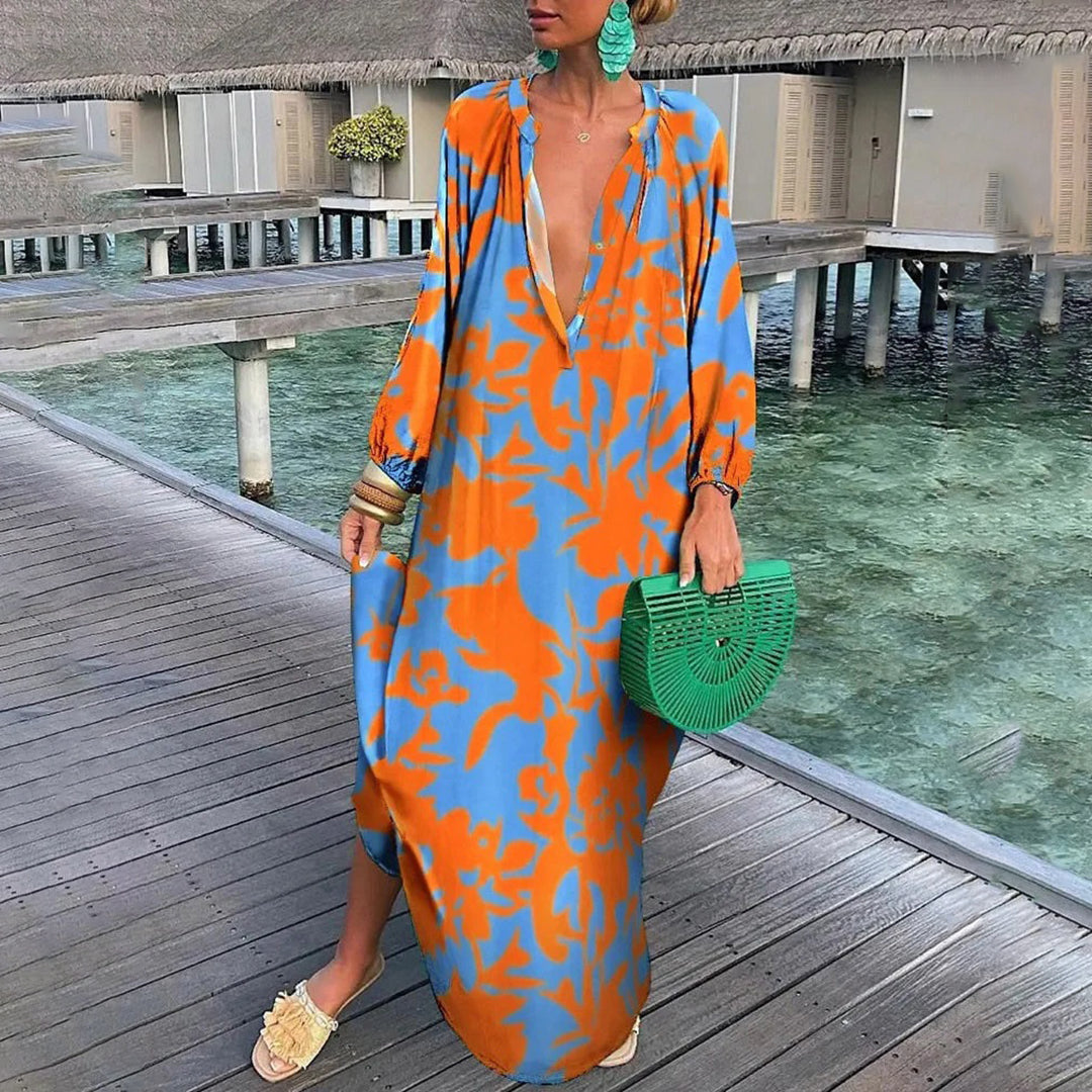 Caftano Lungo Estivo | Stampa Psichedelica | Fresco e Boho Chic