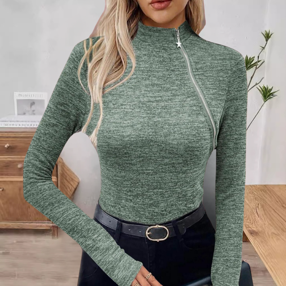 Maglia a Collo Alto con Zip | Elegante e Attillata | Perfetta per Ogni Occasione