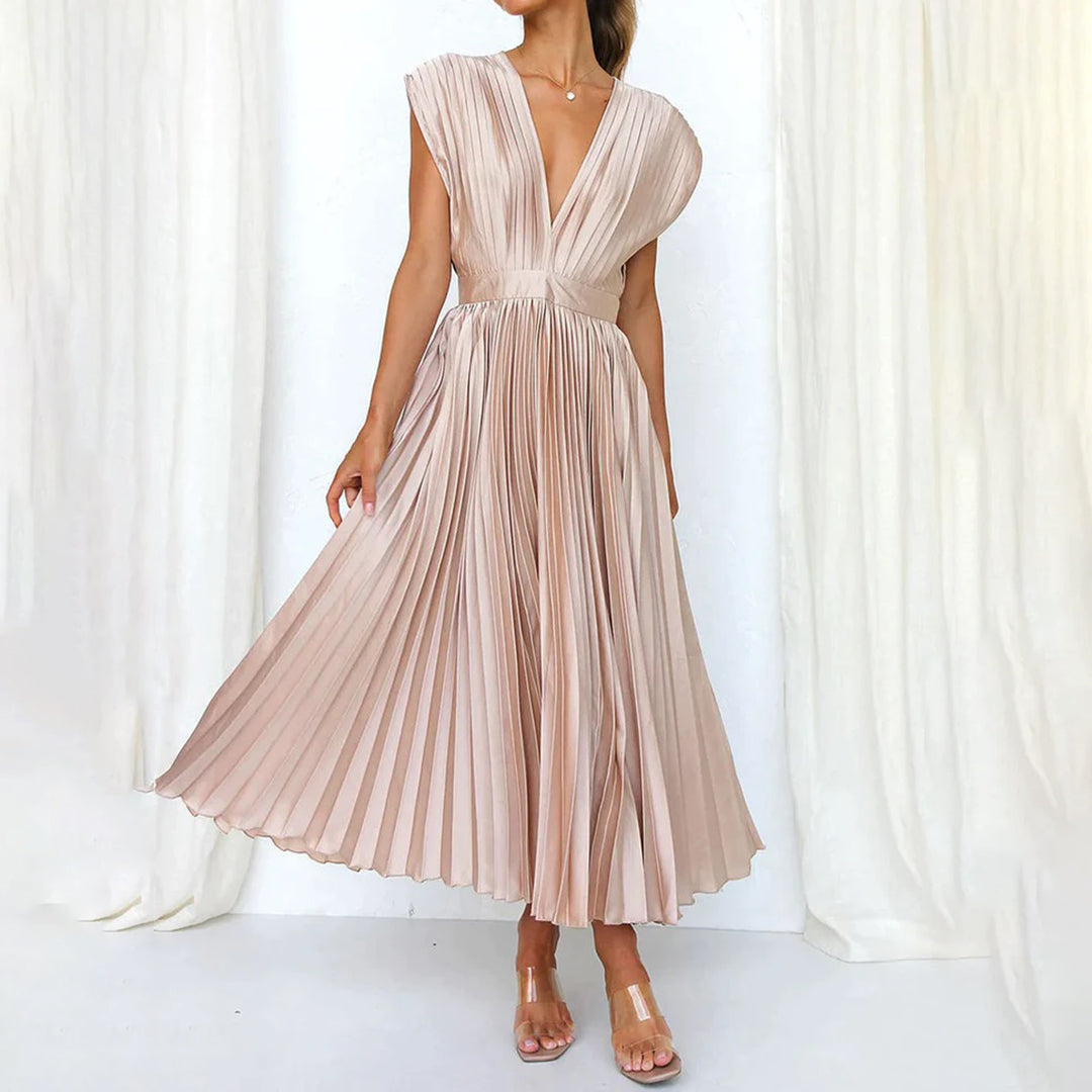 Abito Lungo Plissettato | Satinato | Elegante da Cerimonia