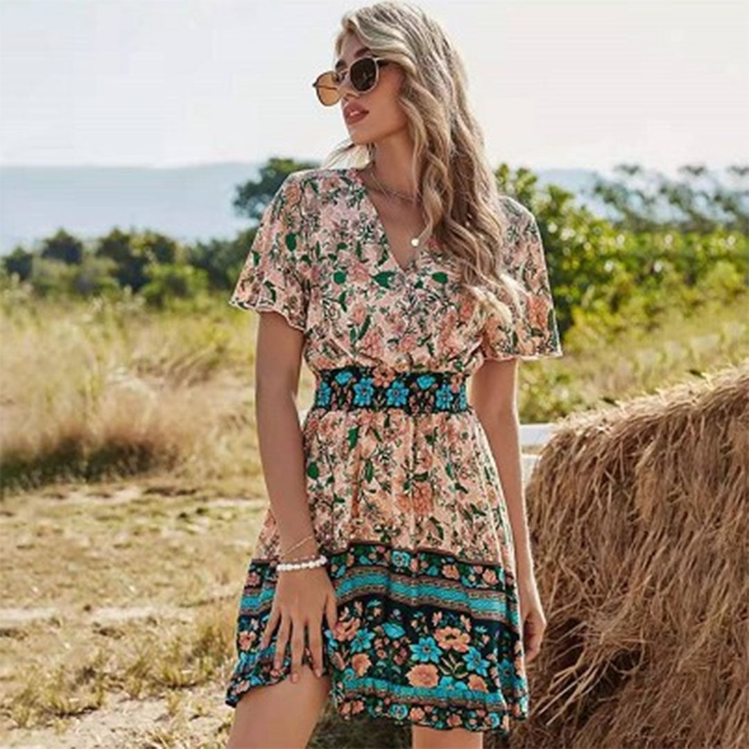 Boho Mini Dress | Floral Print | Lightweight & Stylish