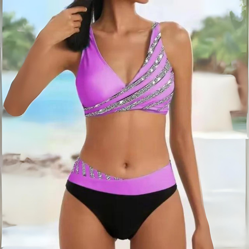 Bikini Incrociato Brillante | Due Pezzi | Sostegno ed Eleganza