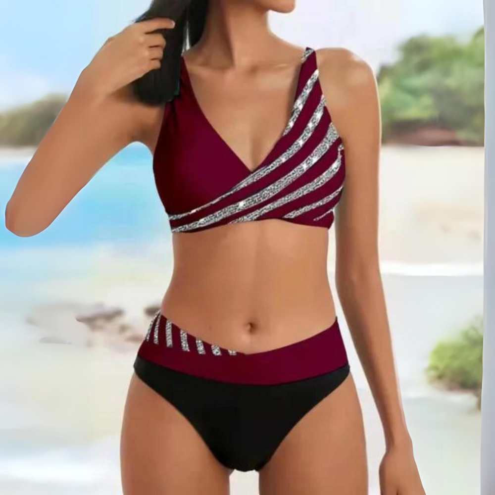 Bikini Incrociato Brillante | Due Pezzi | Sostegno ed Eleganza
