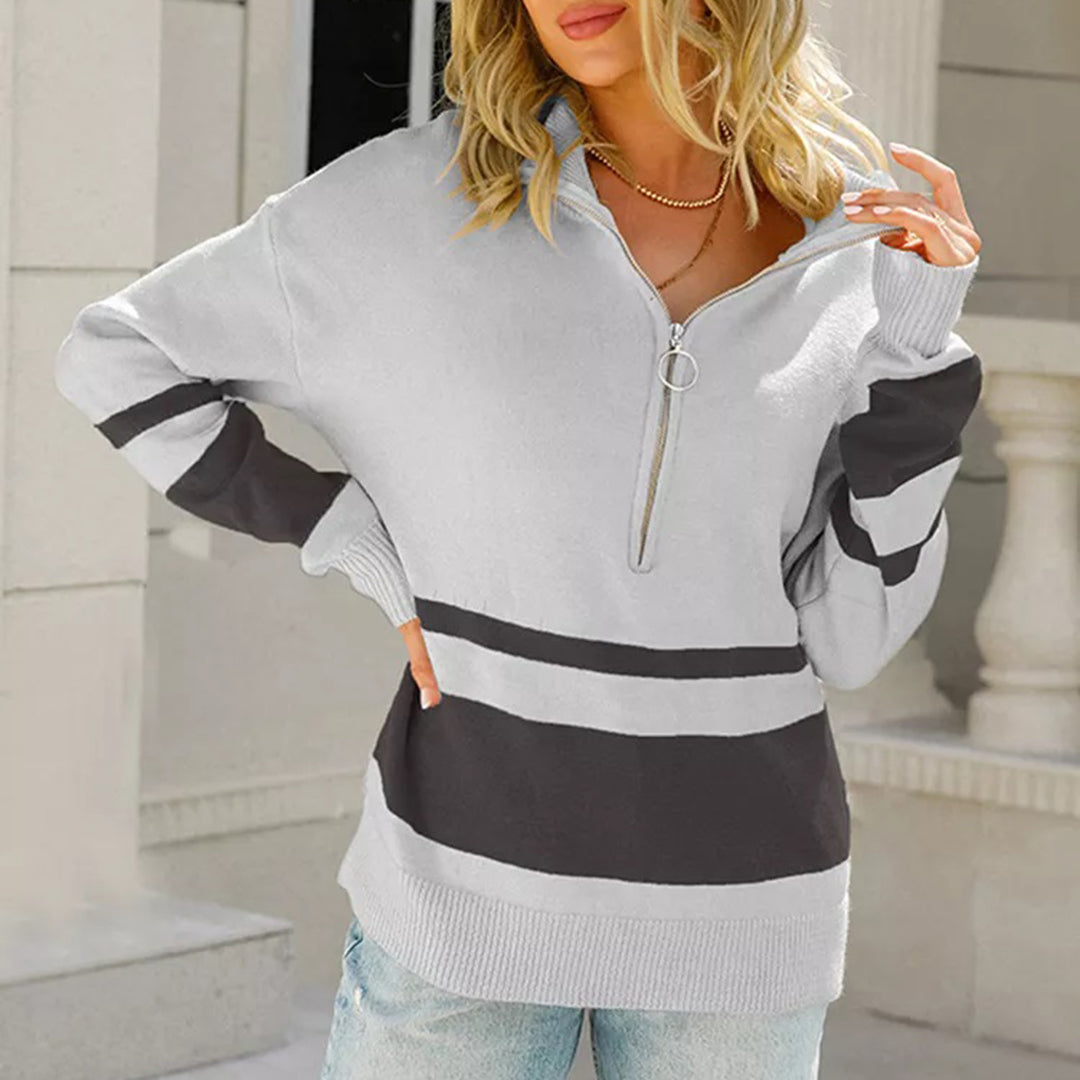 Felpa con Zip e Righe | Misto Cotone | Sportiva e Casual