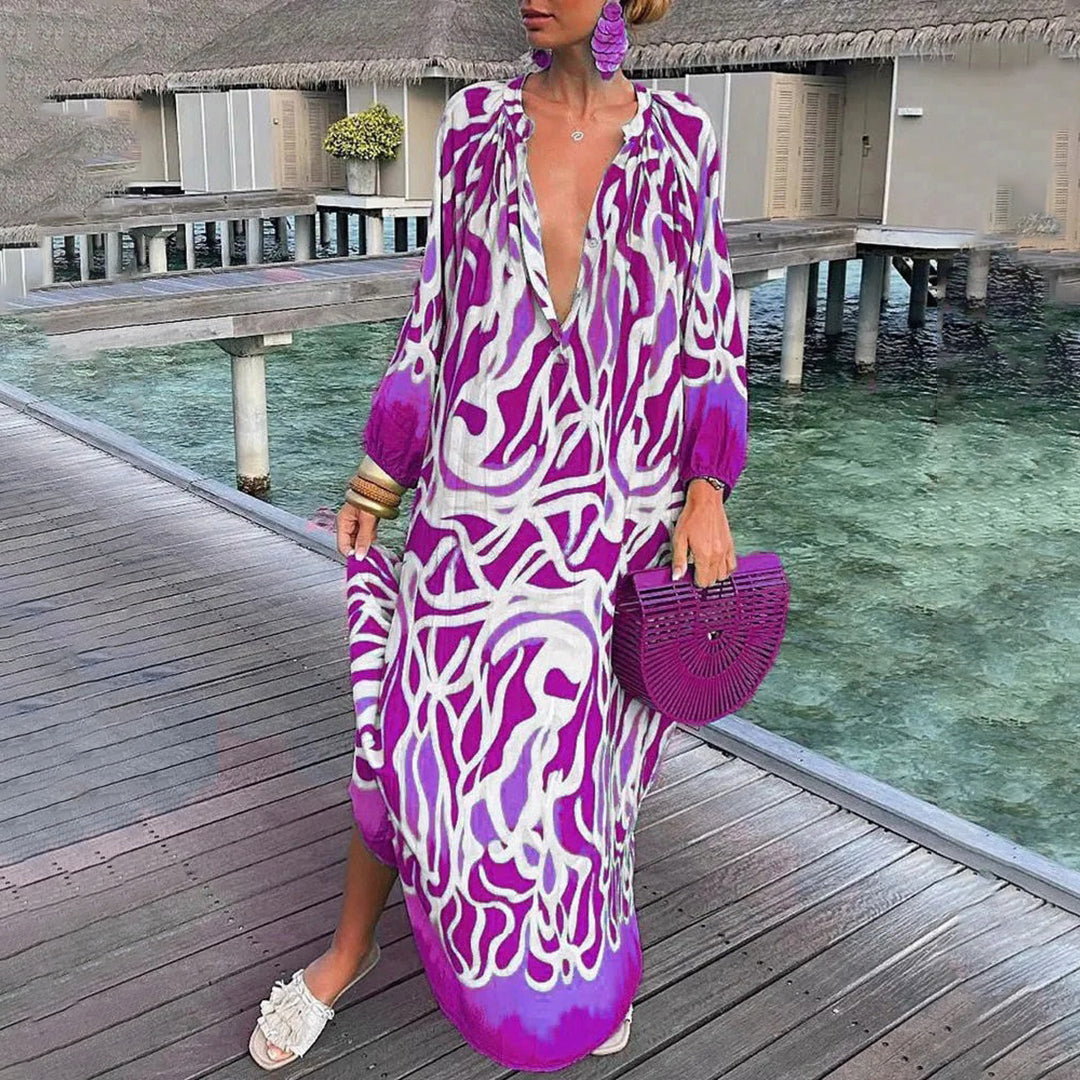 Caftano Lungo Estivo | Stampa Psichedelica | Fresco e Boho Chic