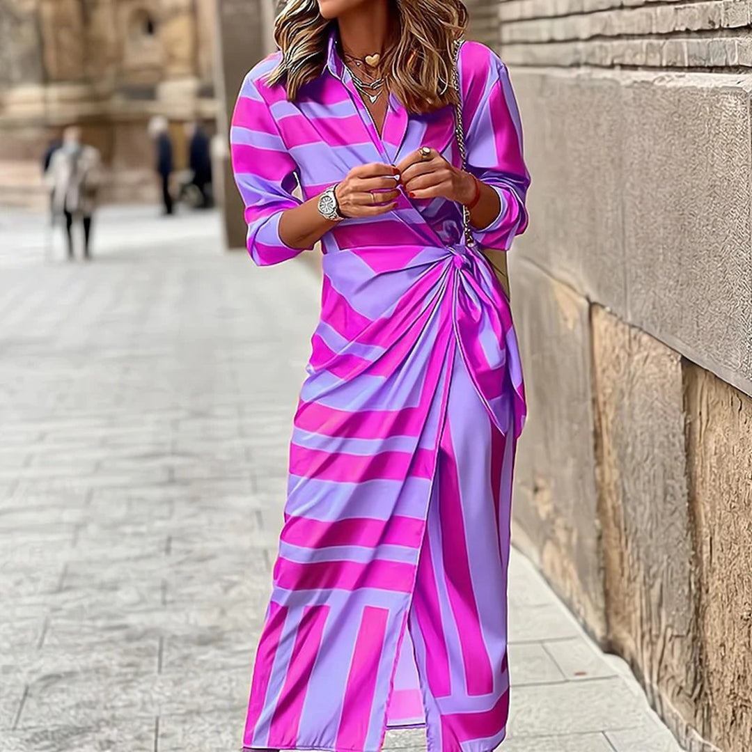 Maxi Abito a Righe | Elegante & Raffinato | Perfetto per Serate Glamour