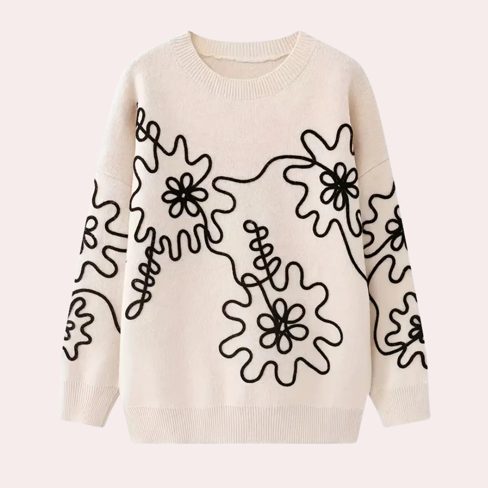 Maglione Oversize Donna | Motivo Floreale | Morbido e Caldo