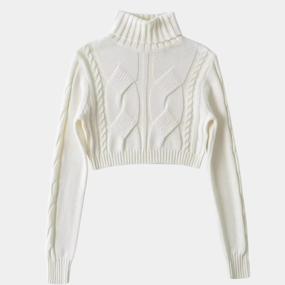 Maglione Cropped a Collo Alto | Lavorato a Treccia | Elegante e Trendy