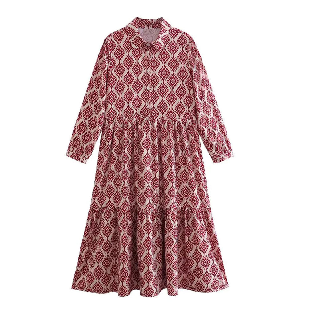 Abito Midi Geometrico | Boho Chic | Flowy & Elegante