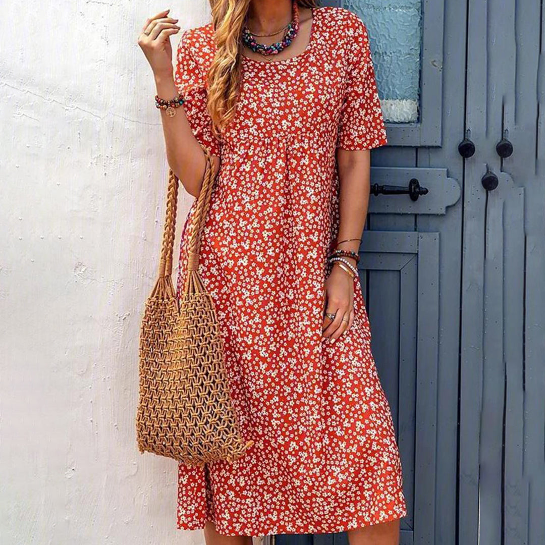 Abito Midi Floreale | Comodo & Casual | Vestibilità Ampia & Tasche Pratiche