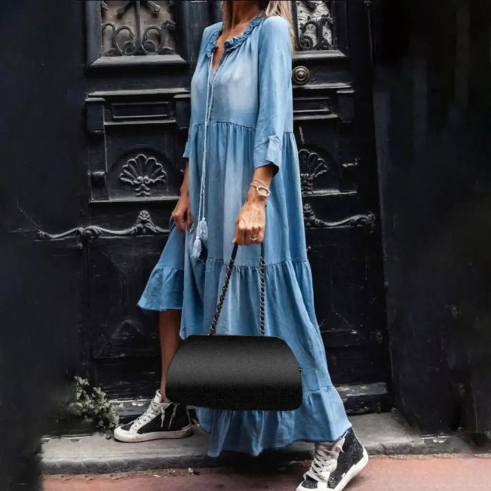 Vestito Lungo Donna | Denim Leggero | Stile Boho Casual