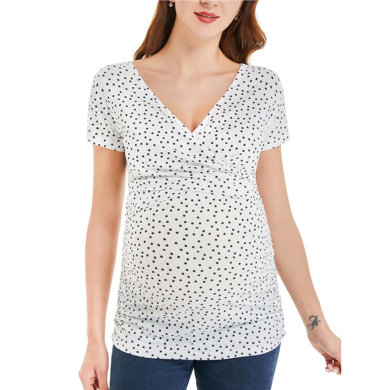 Maglia Premaman Allattamento | Cotone Elasticizzato | Scollo Incrociato