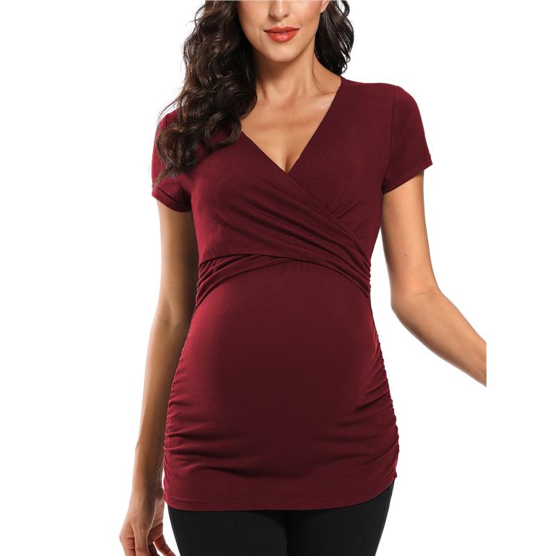 Maglia Premaman Allattamento | Cotone Elasticizzato | Scollo Incrociato